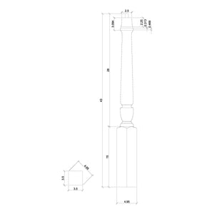 Bunker Hill 3 - 1/2" 3010/3011 Pin Top Turned Newel (43" and 48" in Plain, Fluted, or Twisted) - Stair Parts USA