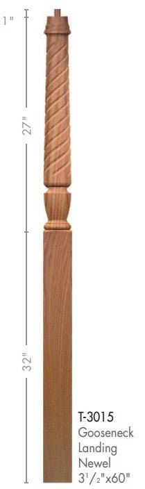 Bunker Hill 3 - 1/2" 3015 Pin Top Turned Newel (3015, 3015F, 3015T, 3018, 3018F, 3018T) - Stair Parts USA
