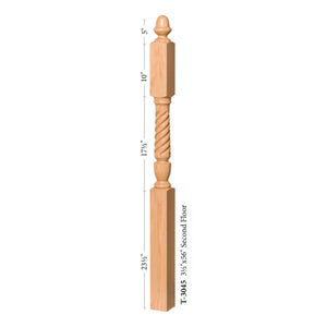 Bunker Hill 3 - 1/2" 3045 Turned Newel w/ Acorn Top (3045, 3045F, 3045T) - Stair Parts USA