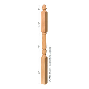 Bunker Hill 3 - 1/2" 3046 Long Block Turned Newel w/ Acorn Top (3046, 3046F, 3046T) - Stair Parts USA