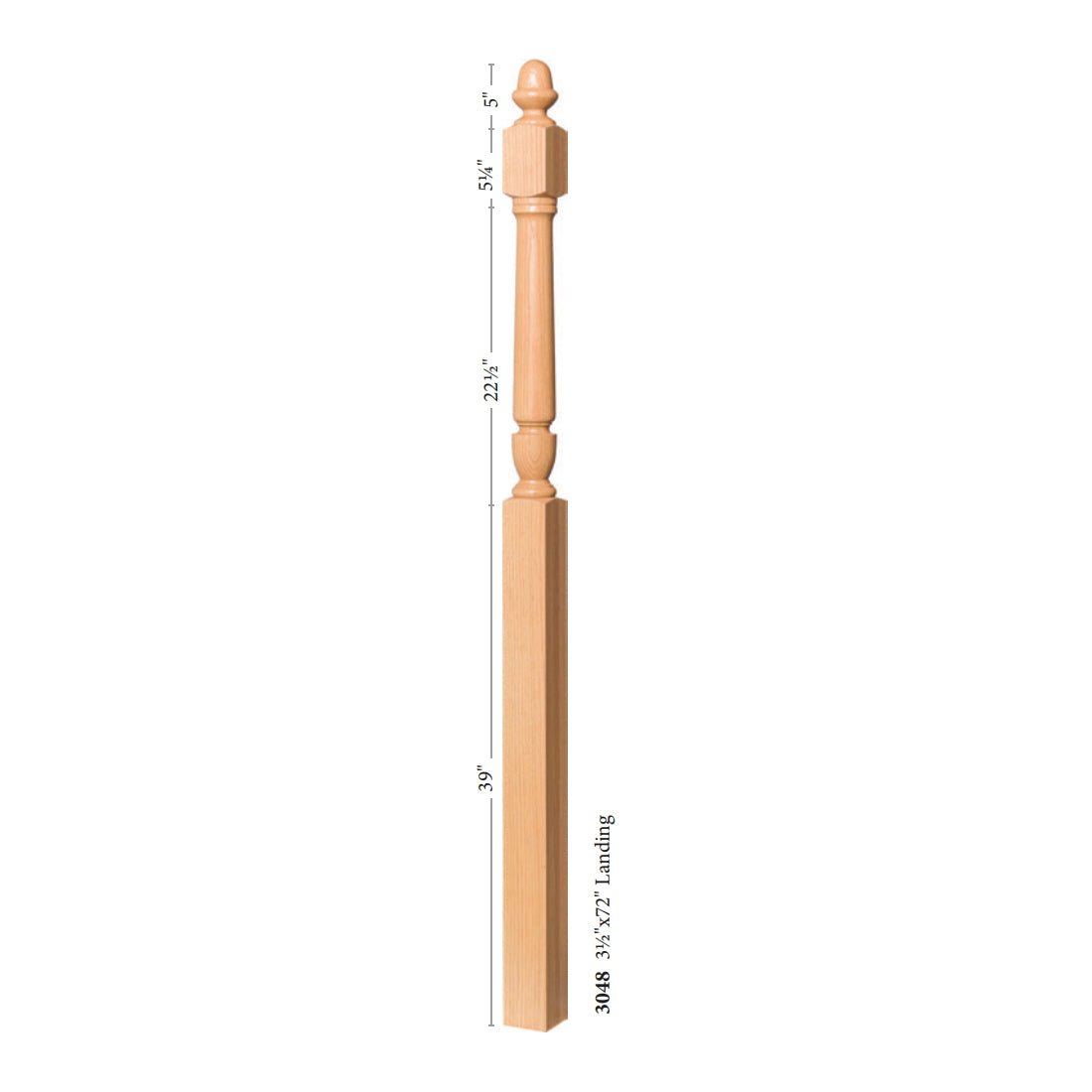 Bunker Hill 3 - 1/2" x 72" / 3048 Turned Newel w/ Acorn Top (3048, 3048F, 3048T) - Stair Parts USA