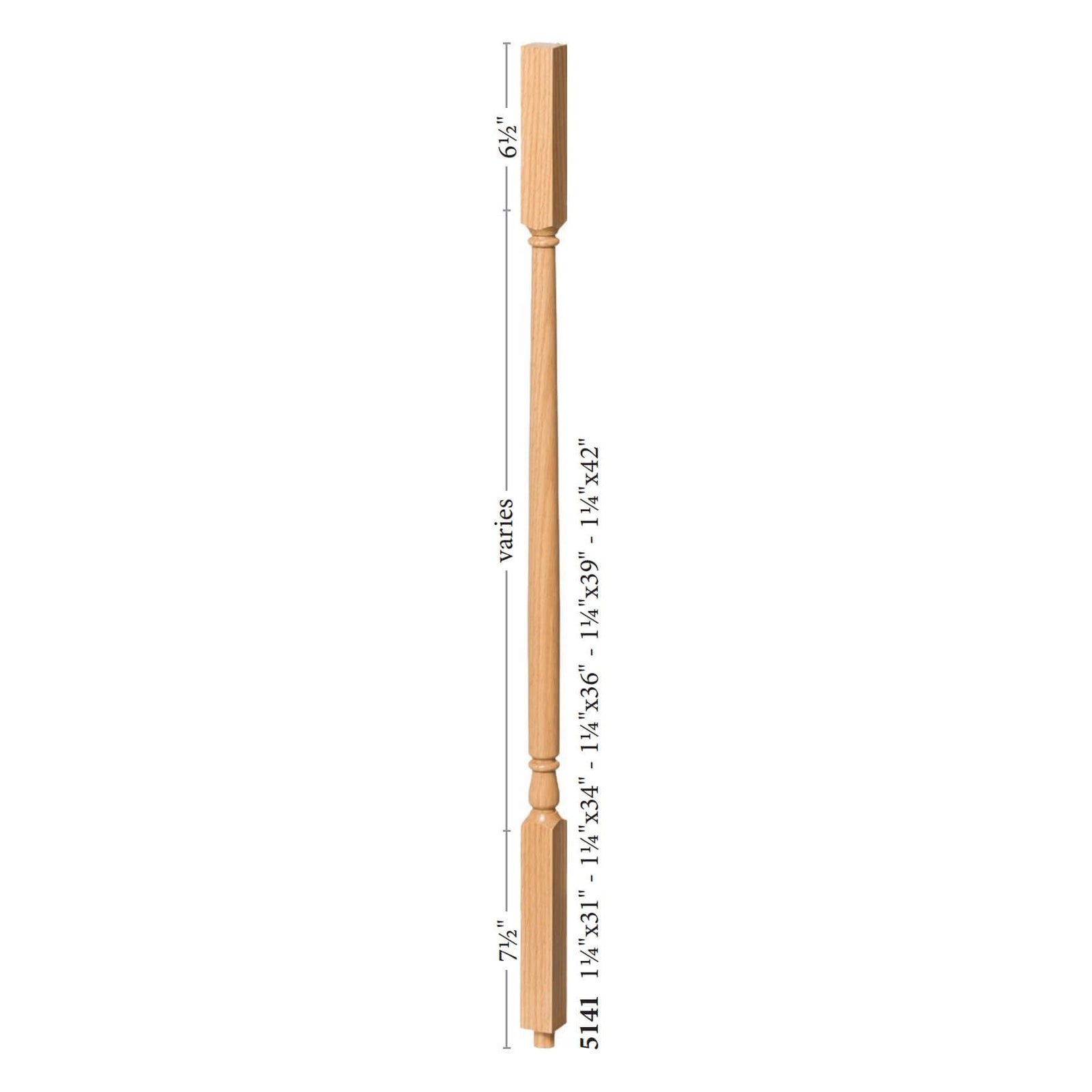Colonial 1-1/4" 5141 Structural Rise Square Top Baluster