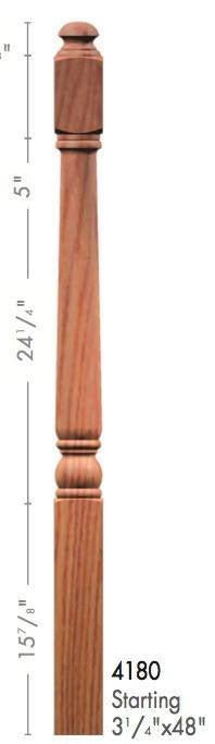 Colonial 3 - 1/4" 4180 Turned Newel (4180, 4182, 4183, 4188) - Stair Parts USA