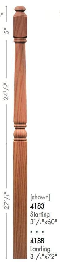 Colonial 3 - 1/4" 4180 Turned Newel (4180, 4182, 4183, 4188) - Stair Parts USA