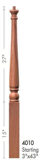 Colonial 3" 4010/4011 Pin Top Turned Newel (4010, 4011, 4010F, 4011F) - Stair Parts USA