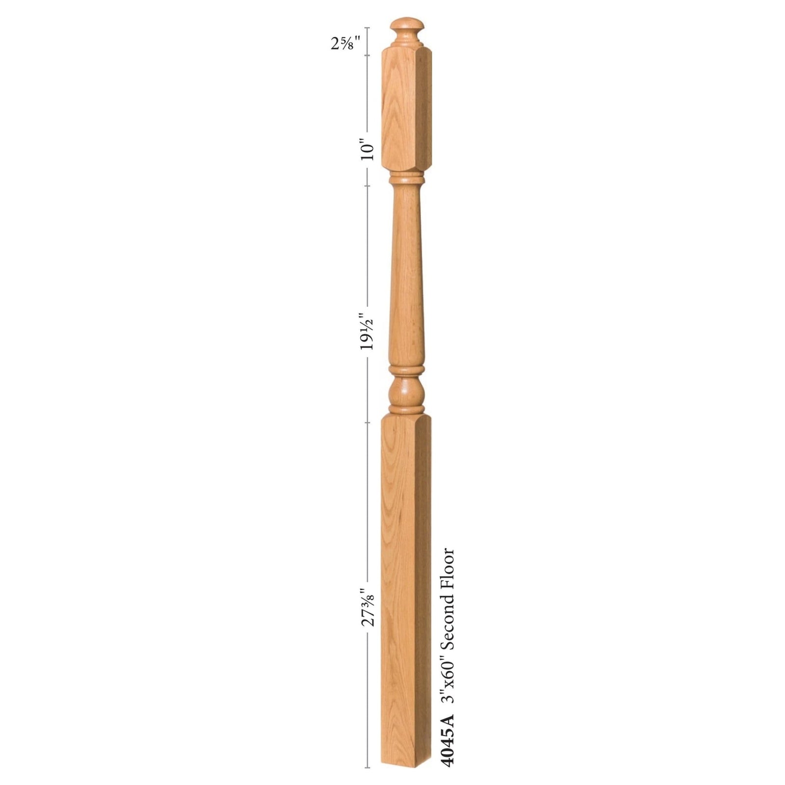 Colonial 3" x 60" 4045A 10" Long Block Turned Newel (4045A, 4045AF) - Stair Parts USA