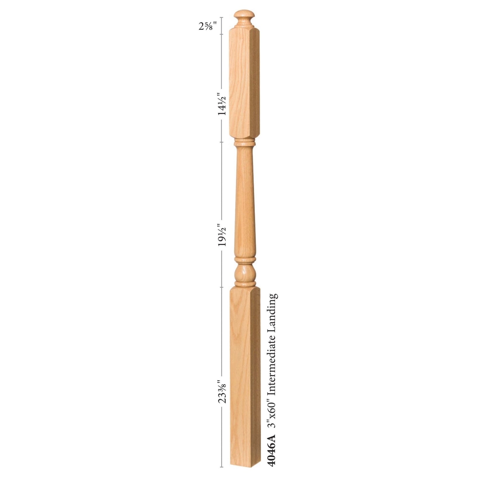 Colonial 3" x 60" 4046A w/ 14-1/2" Long Block Turned Newel (4046A, 4046AF)