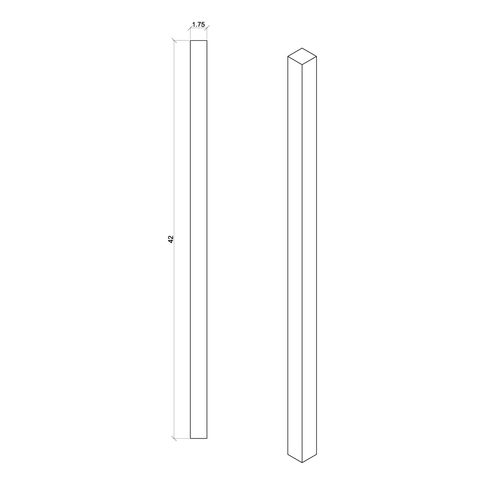 Contemporary 1 - 3/4" 5360 Plain Square Top Baluster - Stair Parts USA