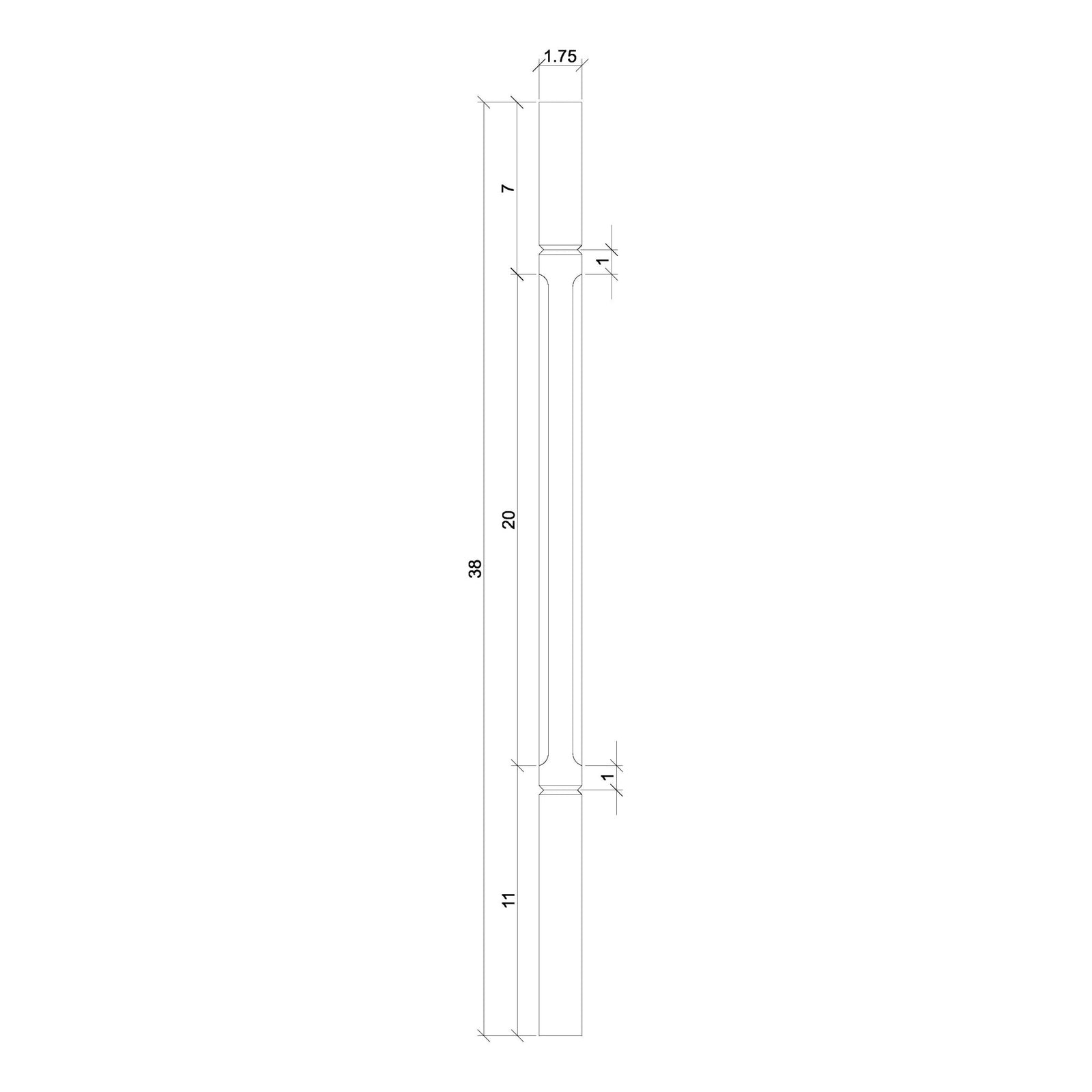 Contemporary Elegant Rise Chamfered Square Top Baluster in 1 - 1/4" or 1 - 3/4" (5034C, 5038C, 5042C, 5334C, 5338C, 5342C) - Stair Parts USA