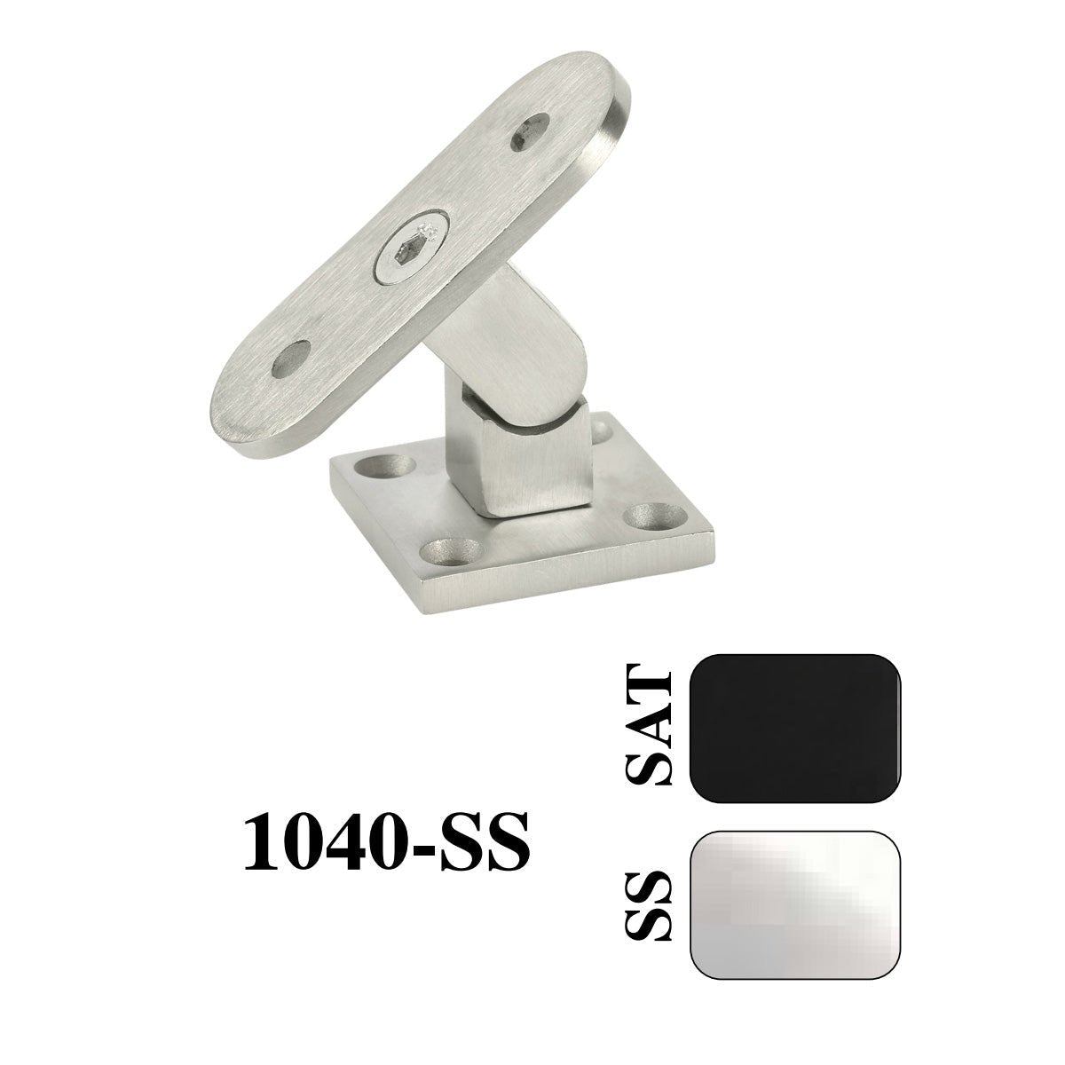 Contemporary Newel Mount Handrail Bracket (1040, Satin Black or Stainless Steel finishes) - Stair Parts USA