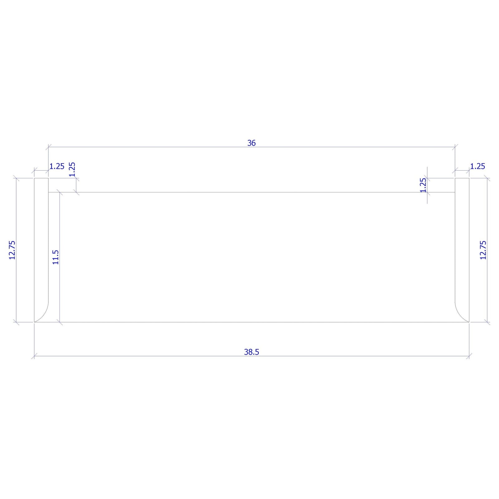 Double Return 1" x 11 - 1/2" Stair Tread (1400DR) - Stair Parts USA