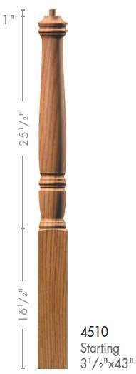 Georgia 3 - 1/2" x 43" 4510 Pin Top Turned Newel (4510, 4510F, 4510T) - Stair Parts USA