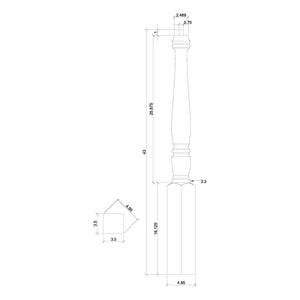 Georgia 3 - 1/2" x 43" 4510 Pin Top Turned Newel (4510, 4510F, 4510T) - Stair Parts USA