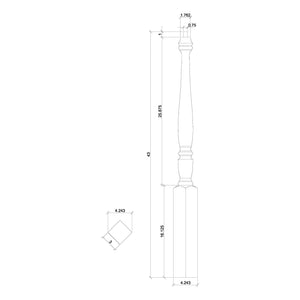 Georgia 3" x 43" 4710 Pin Top Turned Newel (4710, 4710F, 4710T) - Stair Parts USA