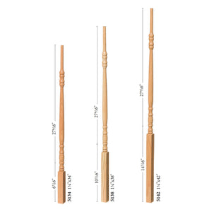 Hampton 1 - 1/4" 5134 Elegant Rise Pin Top Baluster (5134, 5138, 5142) - Stair Parts USA