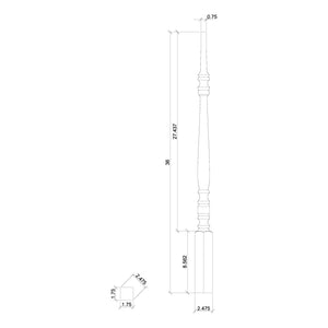 Hampton 1 - 3/4" 4234 Elegant Rise Pin Top Baluster - Stair Parts USA