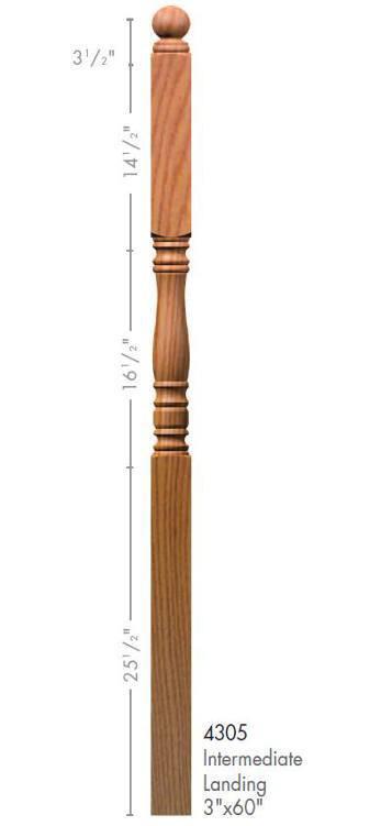 Hampton 3" x 60" 4305 Long Block Turned Newel - Stair Parts USA