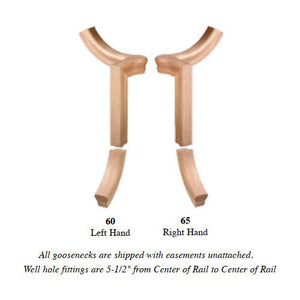 Left Hand Gooseneck Up Easing w/Cap Fitting for 6210 Handrail (7260) - Stair Parts USA