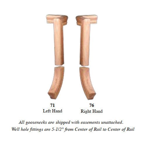 Left Hand Gooseneck w/No Cap Fitting for 6210 Handrail (7271) - Stair Parts USA