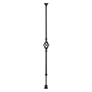 "Ole Iron Slides" 1/2" Square x 30" - 38"H Single Basket Adjustable Hollow Iron Baluster (ISBAS) - Stair Parts USA