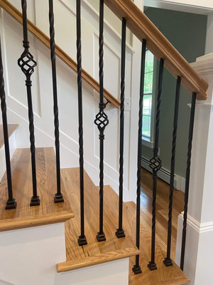 Twist Series 1/2" Square x 44"H Single Basket, Double Twist Hollow Iron Baluster (9003) - Stair Parts USA