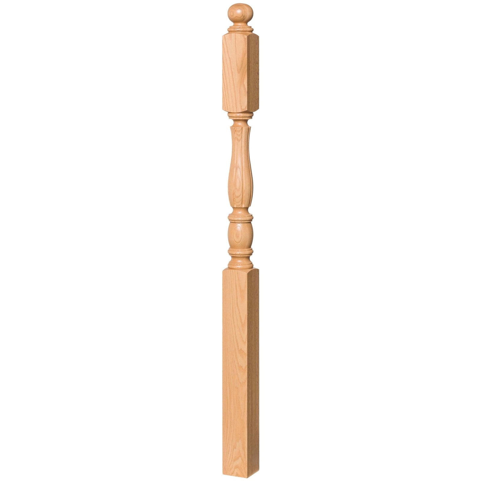 Utah 3 - 1/2" x 60" 5545 Long Block Turned Newel w/Ball Top (Plain, Fluted, Reeded) - Stair Parts USA