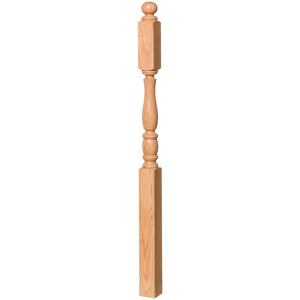 Utah 3 - 1/2" x 60" 5545 Long Block Turned Newel w/Ball Top (Plain, Fluted, Reeded) - Stair Parts USA