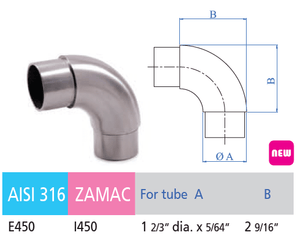 Elbow 90d Fitting for Handrail (E450) - Stair Parts USA