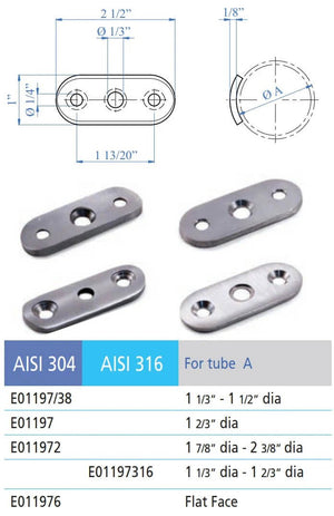 Flat Mounting Plate/Saddle for Stainless Steel Handrail Supports/Brackets (E011976) - Stair Parts USA