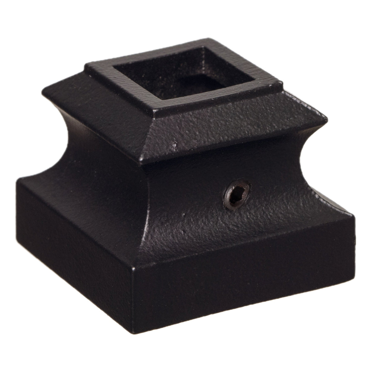 Satin Black Mega Series: Flat Shoe w/ Set Screw for 3/4" Square Hollow Iron Baluster (9062BS - 3/4) - Stair Parts USA