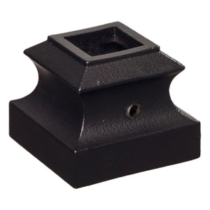 Satin Black Mega Series: Flat Shoe w/ Set Screw for 3/4" Square Hollow Iron Baluster (9062BS - 3/4) - Stair Parts USA