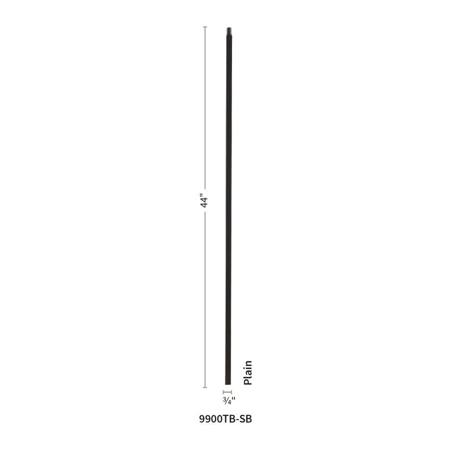 Satin Black Mega Series: Plain Square, Hollow Iron Baluster, 3/4" Square × 44"H (9900TB) - Stair Parts USA