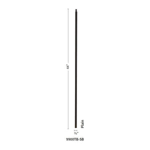 Satin Black Mega Series: Plain Square, Hollow Iron Baluster, 3/4" Square × 44"H (9900TB) - Stair Parts USA
