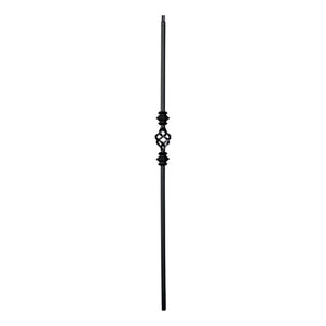 Shape Series 1/2" Square x 44"H Single Basket with Double Knuckle Hollow Iron Baluster (9077) - Stair Parts USA