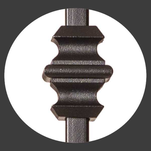 Shape Series 1/2" Square x 44"H Single Basket with Double Knuckle Hollow Iron Baluster (9077) - Stair Parts USA