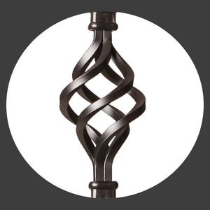 Shape Series 1/2" Square x 44"H Single Basket with Double Knuckle Hollow Iron Baluster (9077) - Stair Parts USA