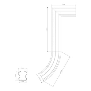 Straight Gooseneck w/No Cap Fitting for 6710 Handrail (7799 - 2) - Stair Parts USA