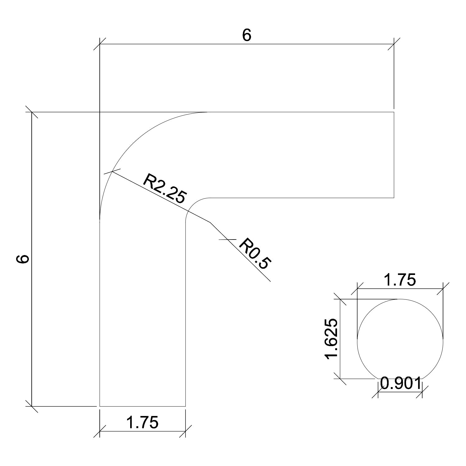 1-3/4" Handrail: 90-Degree Level Quarter Turn Fitting for Flat Bottom or Full Round 1-3/4" Round Handrails (7023-6040, 7023-1750)