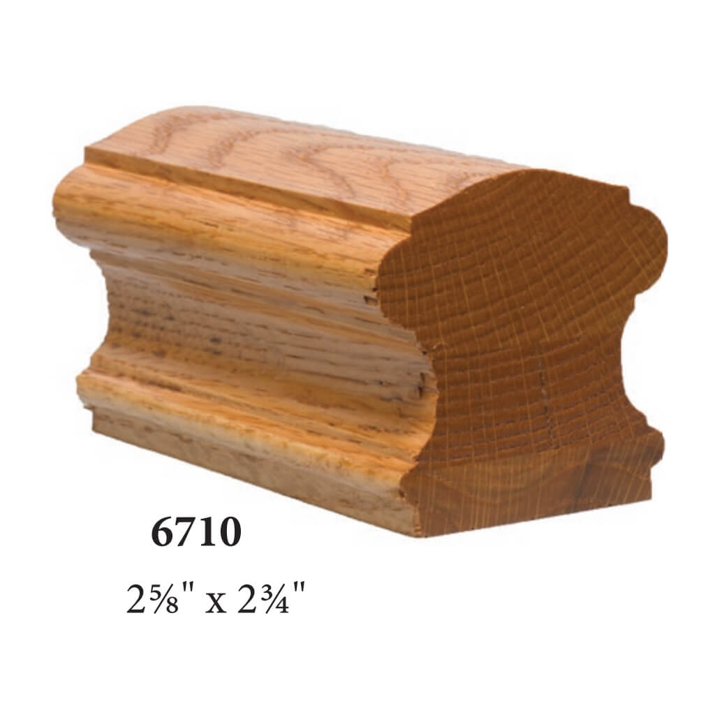 6710P - 175: Mid - Western 2 - 5/8"W x 2 - 3/4"H Handrail w/1 - 3/4" Plow &amp; Fillet - Stair Parts USA