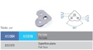 90 Degree Mounting Plate for Stainless Steel Handrail Supports (E011971, E011970) - Stair Parts USA