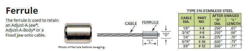 Ferrule for 1/8" Stainless Steel Cable Wire (G-F-4)