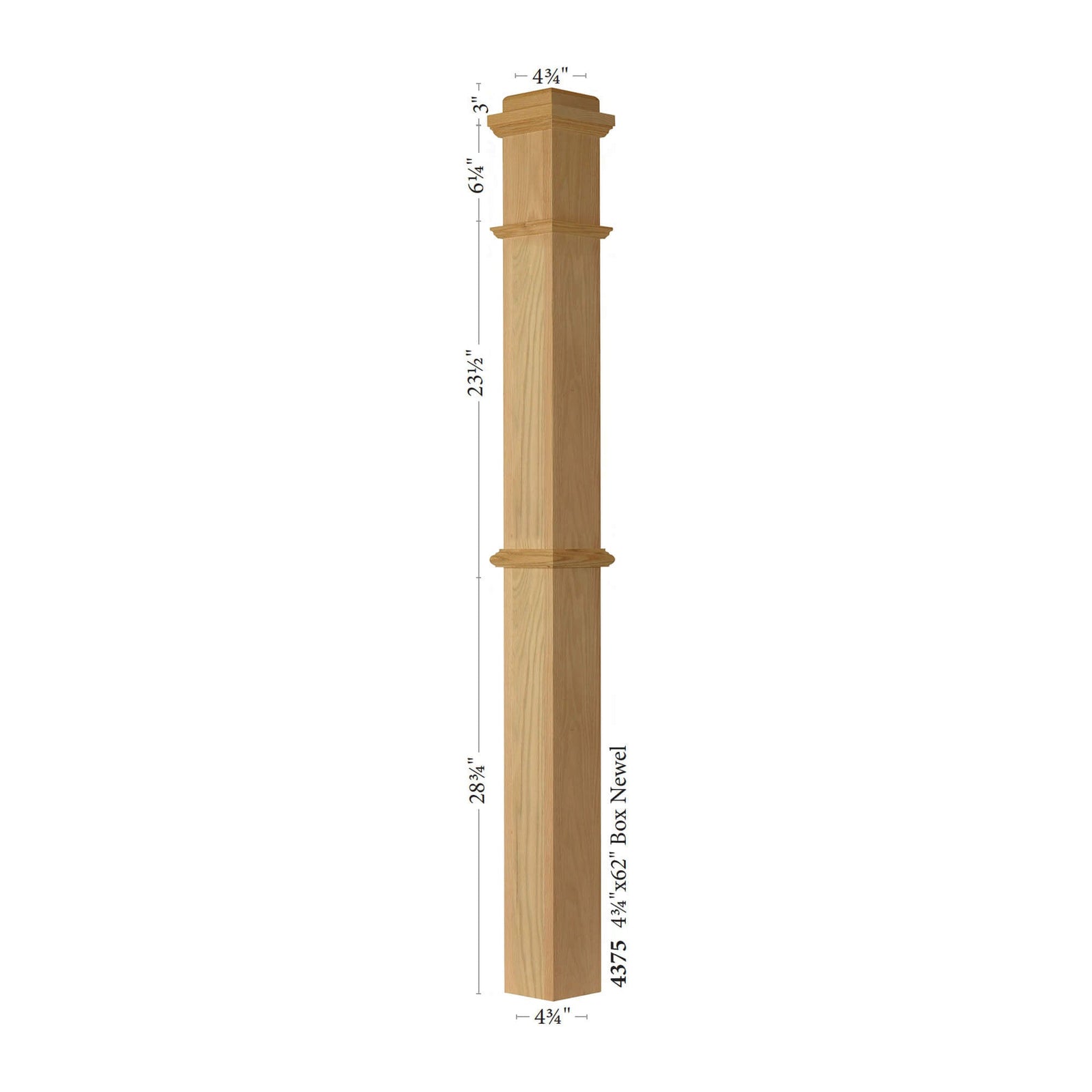 American 4-3/4" x 62" 4375 Plain Box Newel (4375)