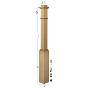 American 5" x 55" 4491 Hollow, Plain Box Newel - Stair Parts USA