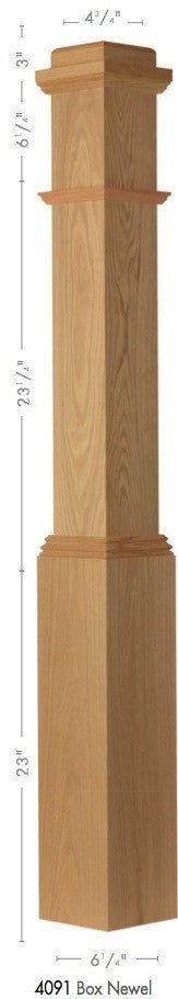American 6-1/4" X 55" 4091 Plain Box Newel (4091)