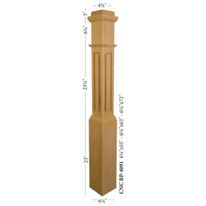 American 6 - 1/4" X 55" 4091RP Raised Panel Box Newel (4091RP, 4091DRP) - Stair Parts USA