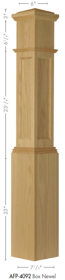 American 7 - 1/2" X 55" 4092FP Recessed Flat Panel Box Newel (4092FP, 4092DFP) - Stair Parts USA