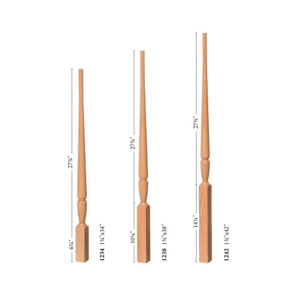 Bunker Hill 1 - 3/4" 1234F Elegant Rise FLUTED Pin Top Baluster (1234F, 1238F, 1242F) - Stair Parts USA