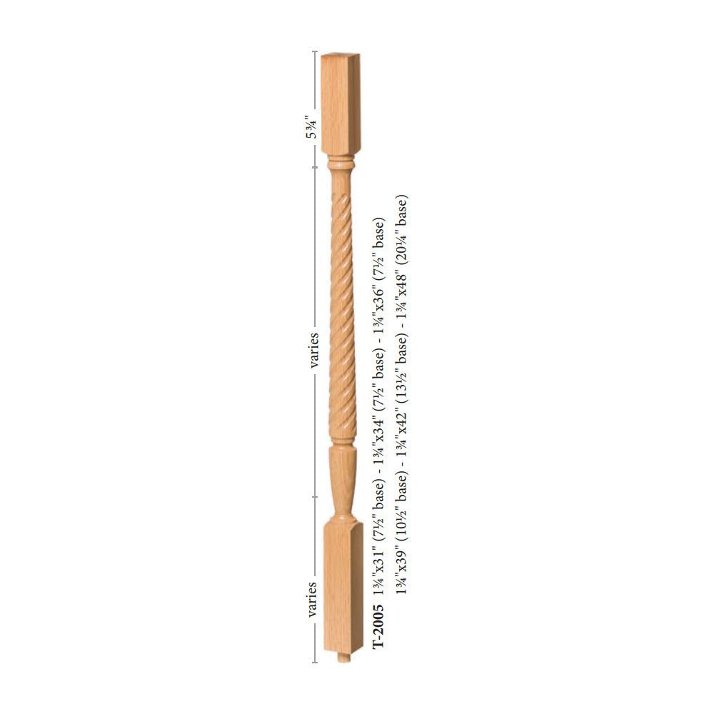 Bunker Hill 1 - 3/4" 2005 Structural Rise Twisted (1 - 2 Weeks) Square Top Baluster (2005T) - Stair Parts USA