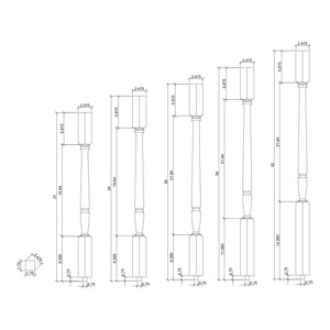 Bunker Hill 1 - 3/4" 2005 Structural Rise Twisted (1 - 2 Weeks) Square Top Baluster (2005T) - Stair Parts USA