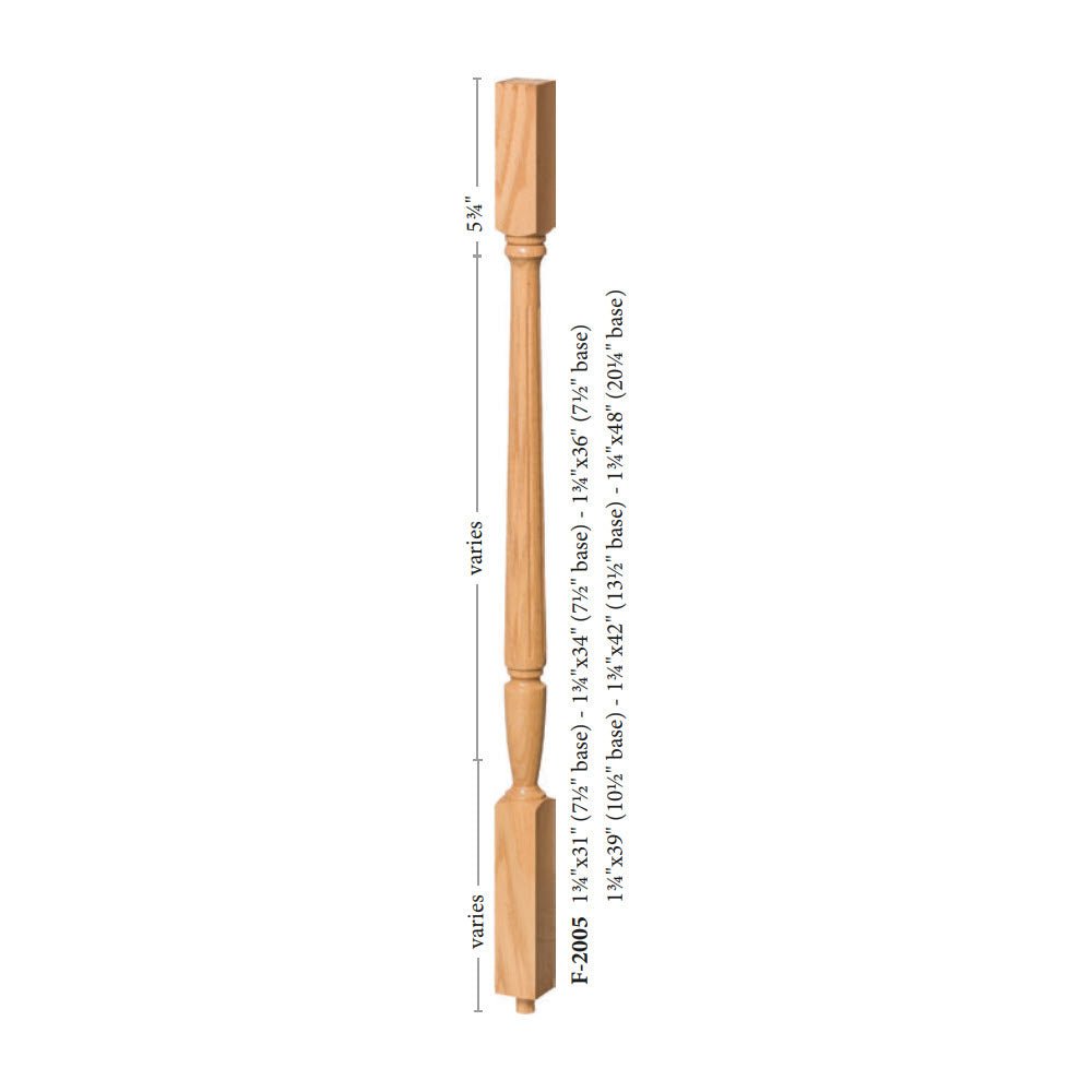 Bunker Hill 1 - 3/4" 2005F Structural Rise Fluted (1 - 2 Weeks) Square Top Baluster (2005F) - Stair Parts USA